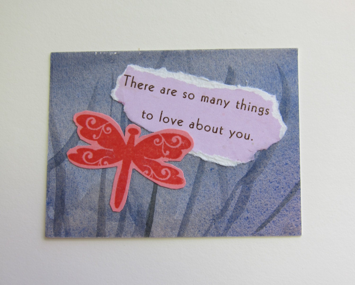Dragonfly Love watercolor collage ACEO 362 painting watercolorsNmore recycle