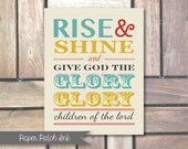 Rise & Shine Religious Nursery Print 11x14 - Nursery Baby or Kids - Digital Print - Noah's Ark Song Lyrics