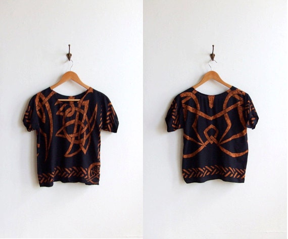 Vintage 1990s batik tribal print blouse