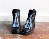 25% OFF STOREWIDE SALE Vintage 1990s leather ankle boots with hand-made tassel detail / 7.5