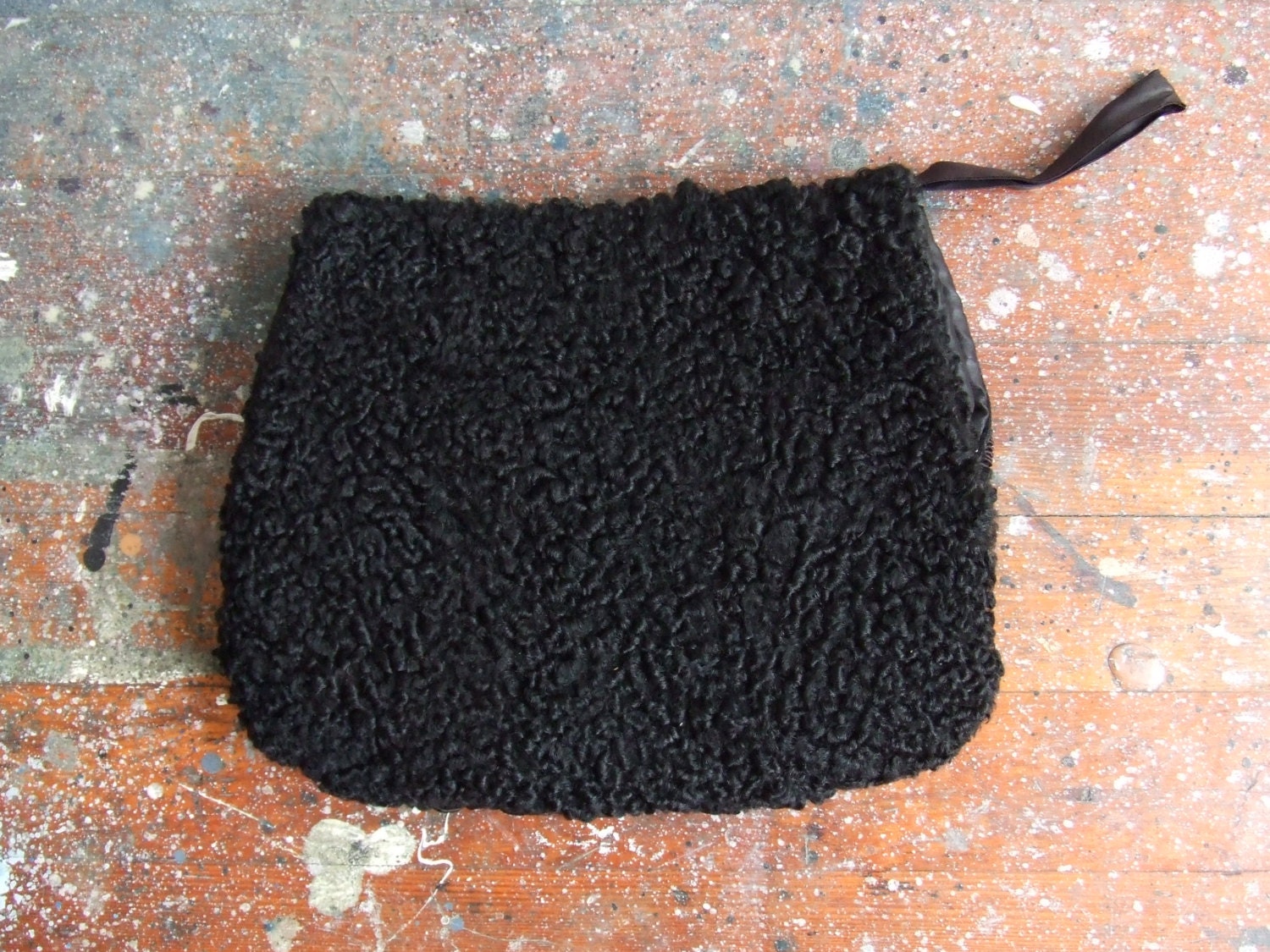 Vintage 1940s curly lamb muff purse