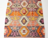 Sukan / VINTAGE Turkish Kilim Rug Carpet - handwoven kilim rug - antique kilim rug - decorative kilim - natural wool