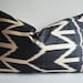 Sukan / Hand Woven Silk ikat Pillow Cover Black Gray -  lumbar Ikat Pillow cover- Decorative pillow covers - throw pillows - accent pillow