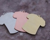 T SHIRT METAL metal stamping blanks - your choice Nickel Brass Copper - 1-1/8 by 1-1/4 in - 24g