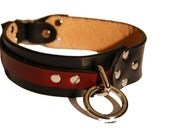 Dog Collar Leather - Handmade Modern Striped