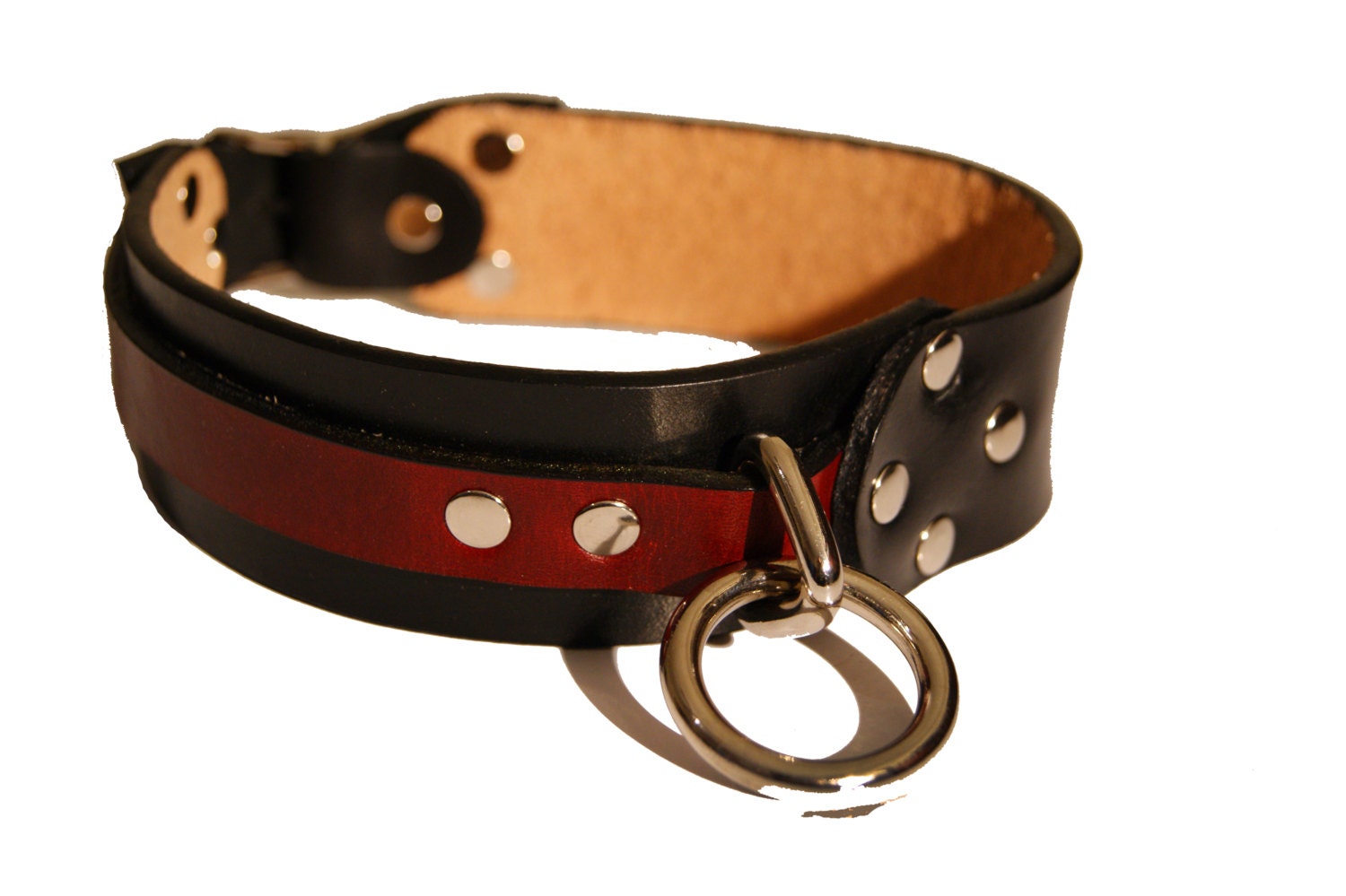 Dog Collar Leather - Handmade Modern Striped