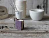 Book Necklace: Medium, bookbinder's purple, reclaimed leather.