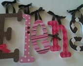 Baby Girl Wooden Letters for Nursery- Light Pink Hot Pink and Brown-avail in any size or font in this shop