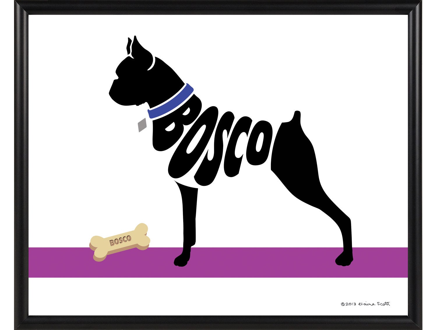 Boxer Gift for Dog Lovers - Personalized Boxer Print - Framed 8x10 Dog Print