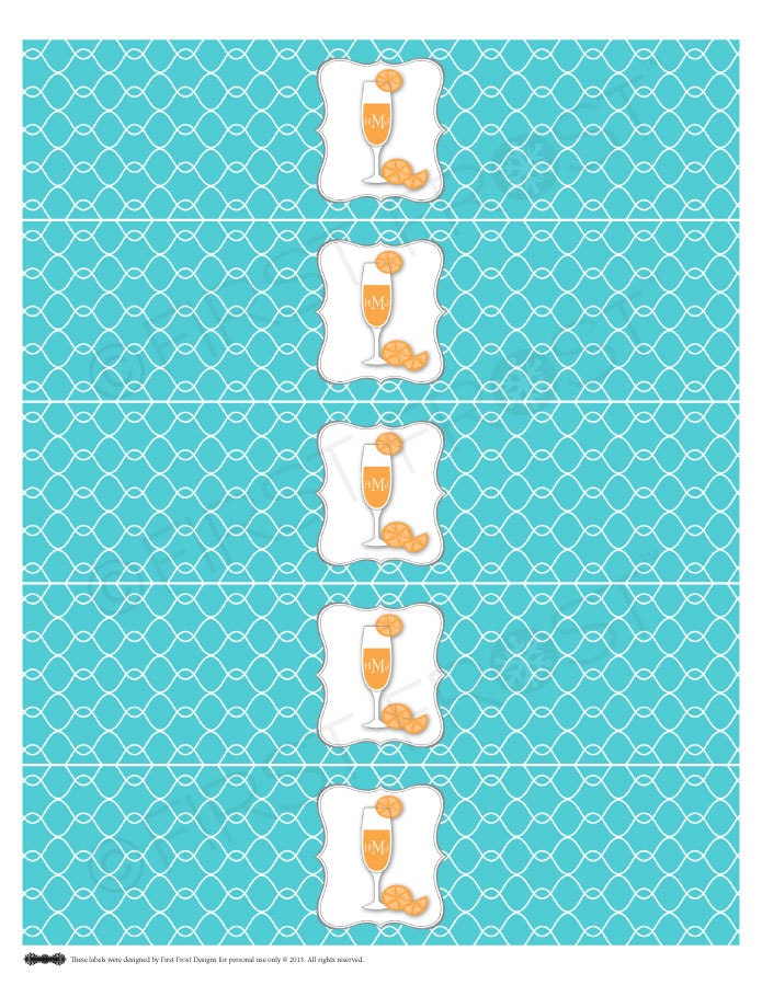 Monograms & Mimosas Printable Water Bottle Labels Il_570xn