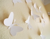 15 3D Paper Butterflies, 3D Butterfly Wall Art, Wall Decor, Butterfly Silhouettes, White,Nursery, Baby, Wedding, Baby Shower, Girls Room