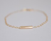 Gold Bar Bracelet - simple gold filled tiny modern small delicate layering bracelet everyday jewelry - adenandclaire