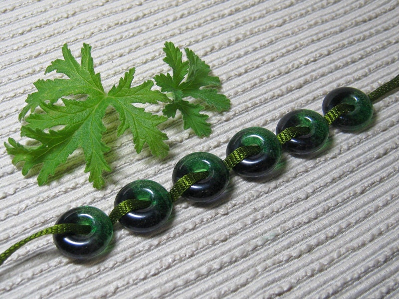 Handmade Fused Glass Beads / Set of 6 / Purple Green Blend / Jewelry Making Supplies / Glass Beads