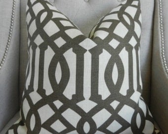 Decorative Designer Pillow Cover - 20"X20" - KW collection for Schumacher - Imperial Trellis II in Java/Cream