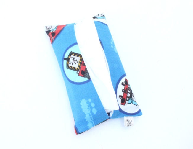 Refillable Travel Size Pocket Facial Tissue Holder - Choo Choo Trains