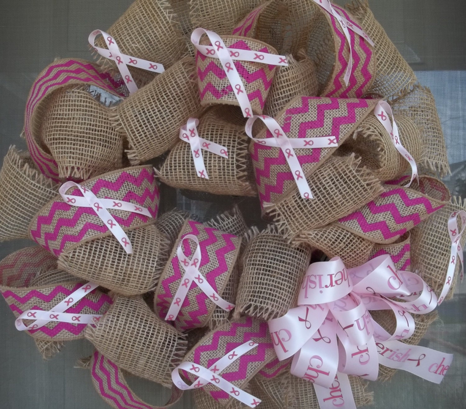 Burlap Wreath,Wreath,Breast Cancer Awareness,Summer wreath,decoration,birthday gift,Outdoor decor,Sunny days wreath,Spring wreath