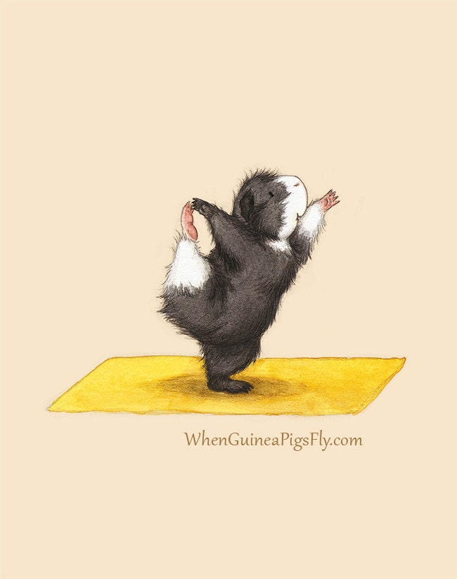 Lord of the Dance - Cute Guinea Pig Yoga Art Print 5x7
