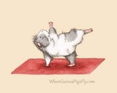 Yoguineas - Half Moon - Cute Guinea Pig Yoga Art Print
