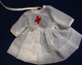 vintage retro DOLL NURSE DRESS Red Cross