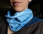 Spring Cowl- Naturally hand dyed with Indigo, hand sewn- light, cotton, natural, raw edges