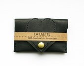 Black Heart Leather Card Case, business card holder, bank card case,