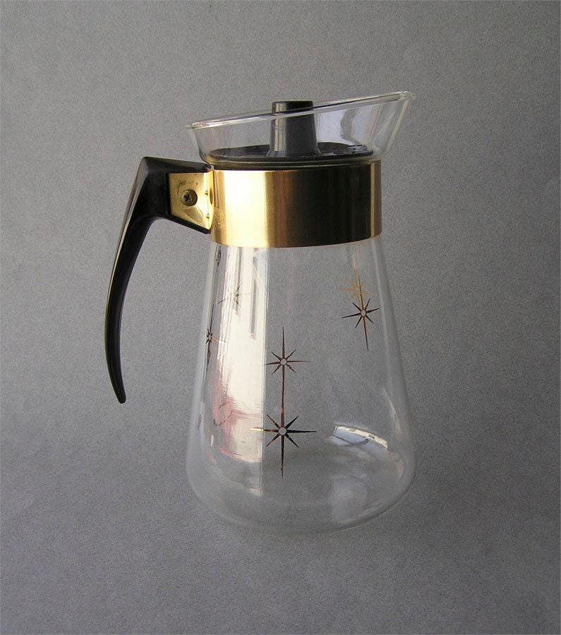 Atomic Starburst Corning Carafe Bakelite Handle 1960s