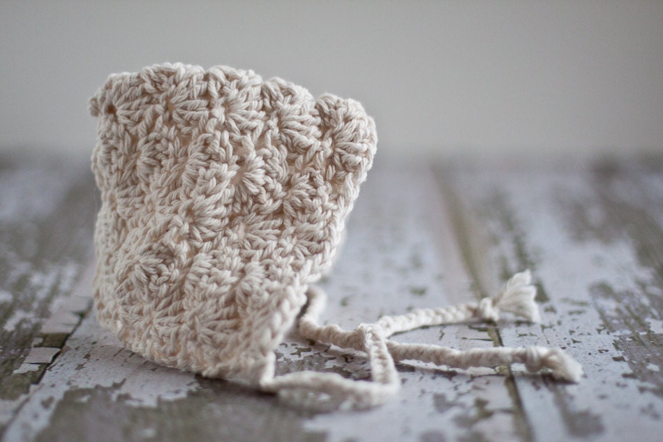 cream newborn bonnet