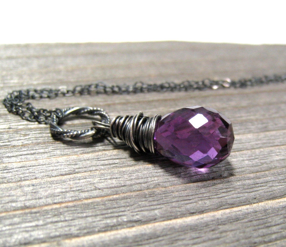 Alexandrite Necklace,  Blue Purple Color Change Stone,  June Birthstone,  Sterling Silver,  Birthstone Jewelry , Wire Wrapped