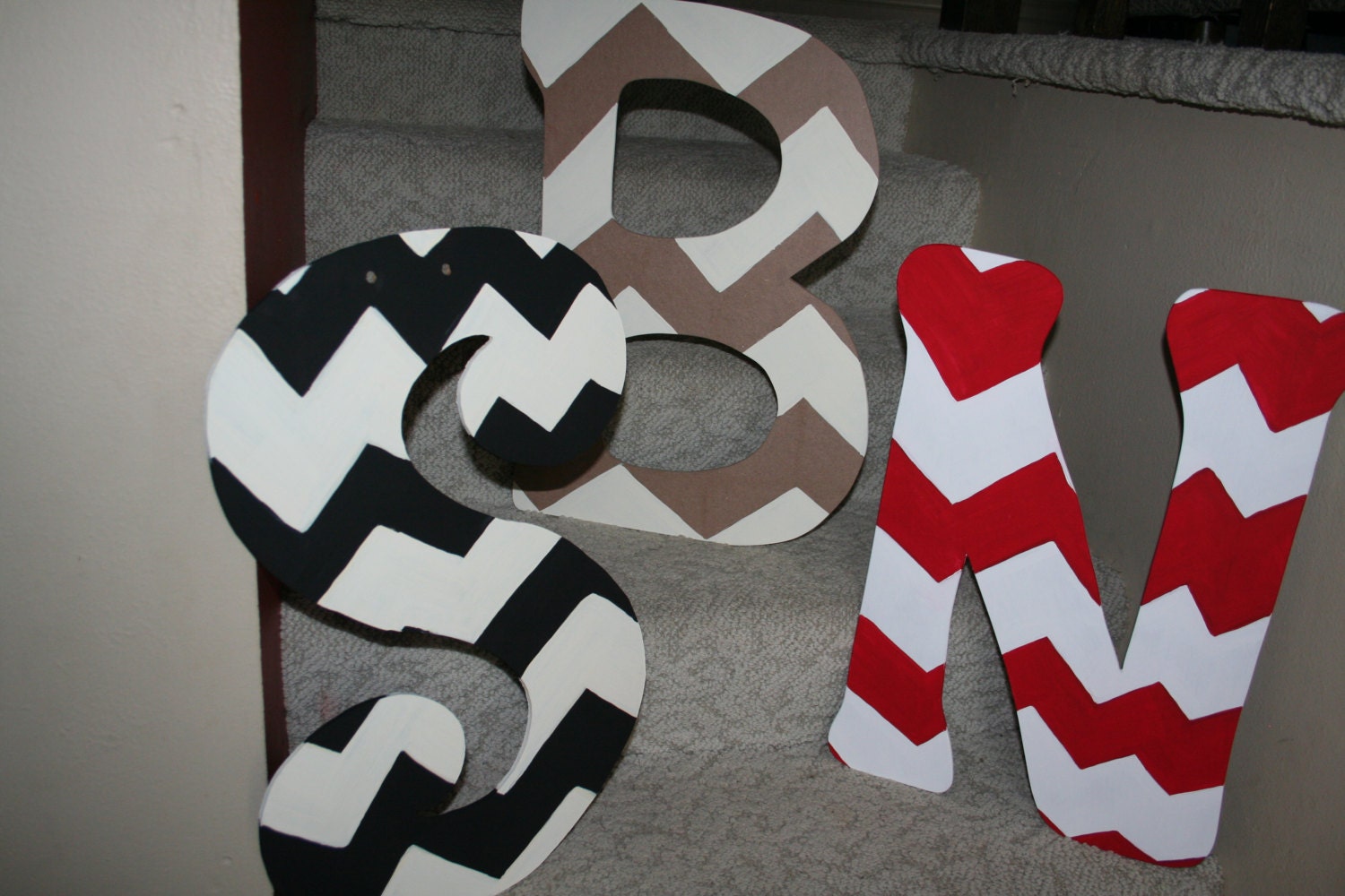 Chevron Custom Letter door hanger, wall decor --approx. 22 inches tall--MADE TO ORDER