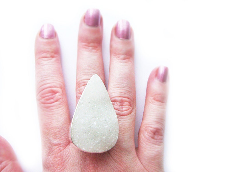 The Snow Queen White Druzy Ring