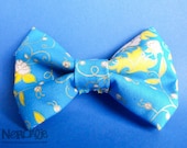 Teal Royal Blue Gold Leaf Flowers Hair Bow - Ready to Ship