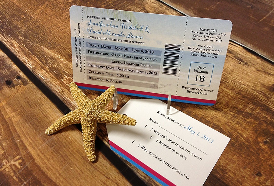 Airplane Boarding Pass Wedding Invitation Set Deposit