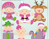 Girly Christmas Babies Cute Digital Clipart for Card Design, Scrapbooking, and Web Design, Christmas Clipart Il_170x135