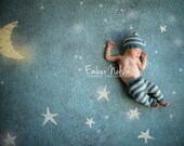 Newborn Knit Pants Hat Set, Baby Knitted Night Cap, Infant Photo Prop, Longies, Blue and Pale Gray Stripes