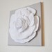 TWO Rose Wall Hangings -White Rose on Solid Light Gray 12 x12" Canvases Wall Art- 3D Felt Flower