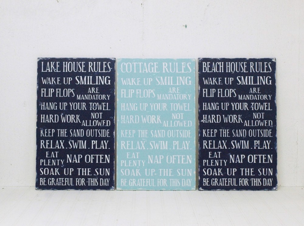 Family Rules Wood Sign Cottage Rules, Beach House Rules or Lake House Rules. Flip Flops are Mandatory. Large