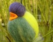 Soft Tweet Bird - whimsical fibre art unique wool ornament