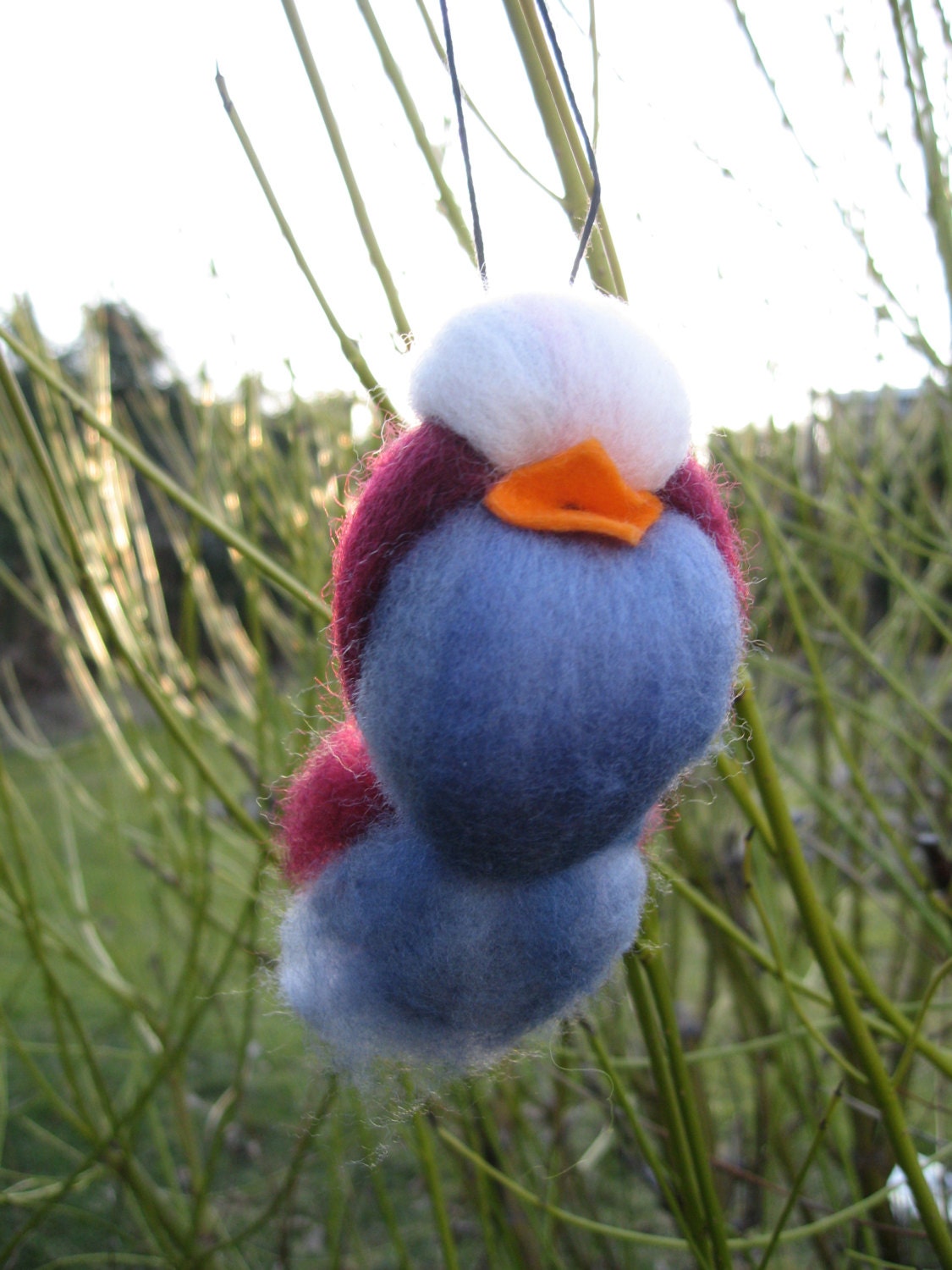 Soft Tweet Bird - whimsical fibre art unique wool ornament