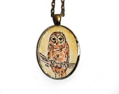 Barred Owl Original Watercolor Painting Art Pendant Necklace - SusanWindsor