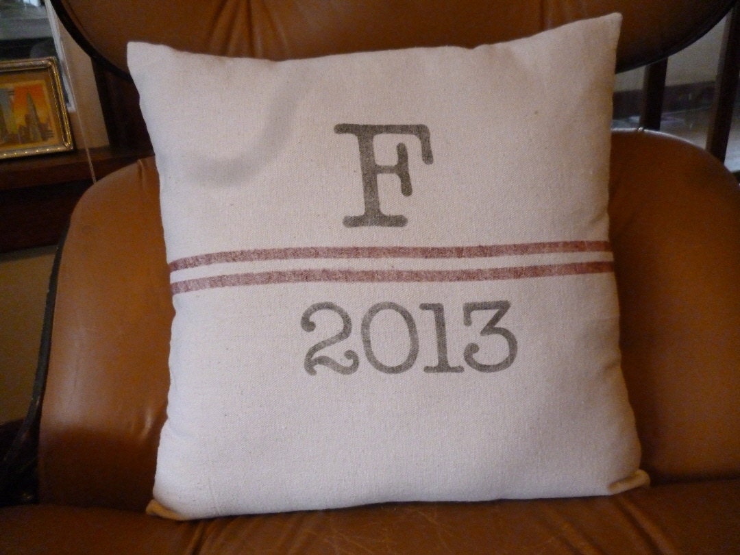 Custom Monogram And Year Pillow