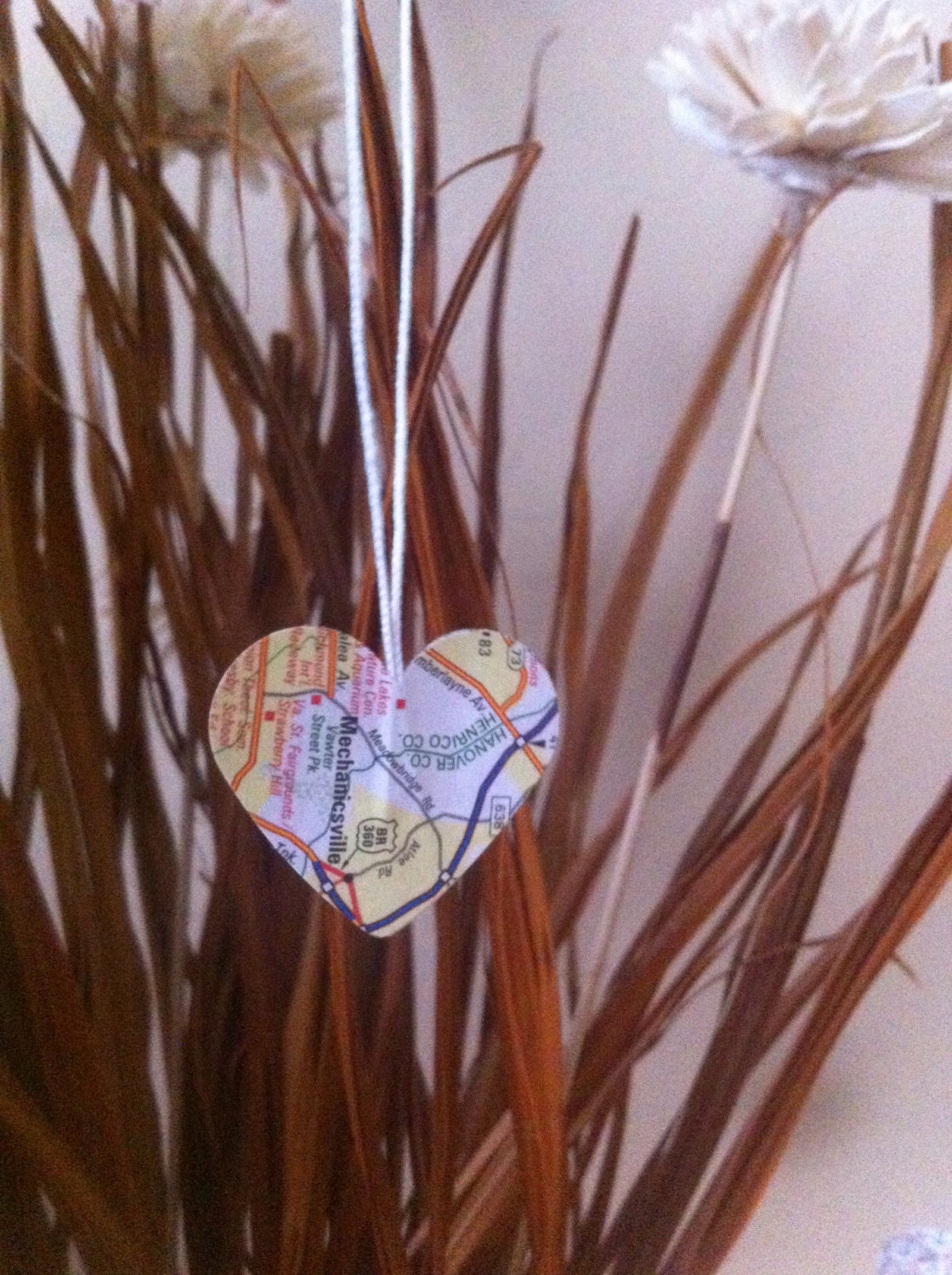 Map Heart Ornaments 10 pack