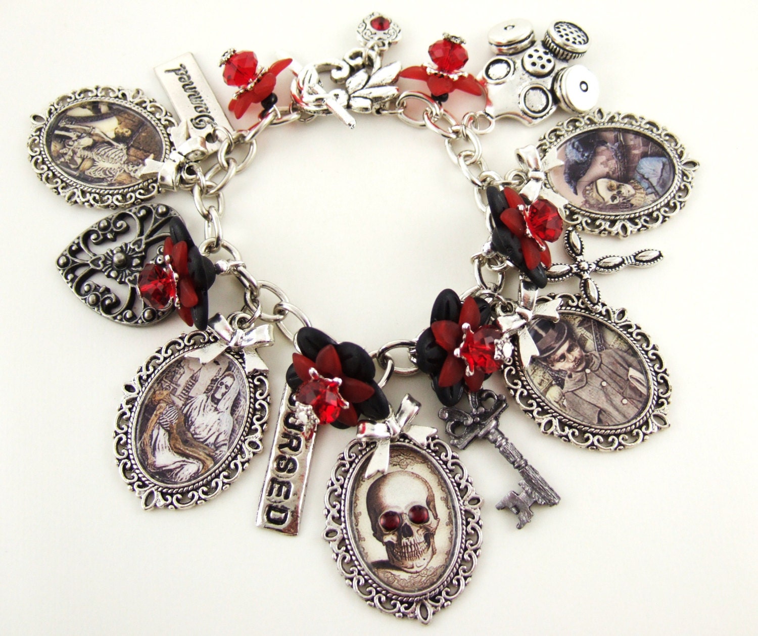 Gothic Bracelet Charm Bracelet of The Damned Altered Art Bracelet Gothic Jewellery UK
