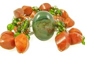 Coral Jewellery - Bohemian Bracelets-Boho Jewelry-Modern Jewellery-Statement Cuff-Jewellery Handmade-Coral Beads- Green,Orange,Coppers