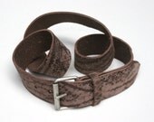 REUBEN Soft Vintaged Skinny Leather Veg Tan 3.5cm Belt: Ash Grey