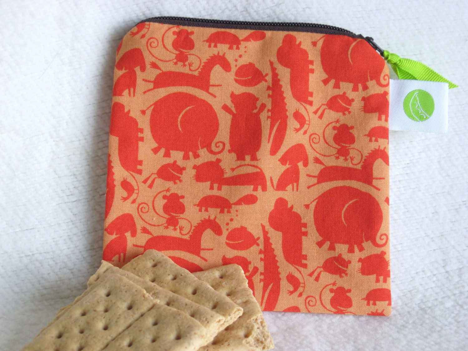 Eco-Friendly Reusable Snack Sack, Pacifier Pouch, Toy Bag, Mini Size - 5" x 5"- Nylon lined, Machine Washable, Zippered