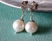 Freshwater Pearl Stud Earrings, Sterling Silver Earrings