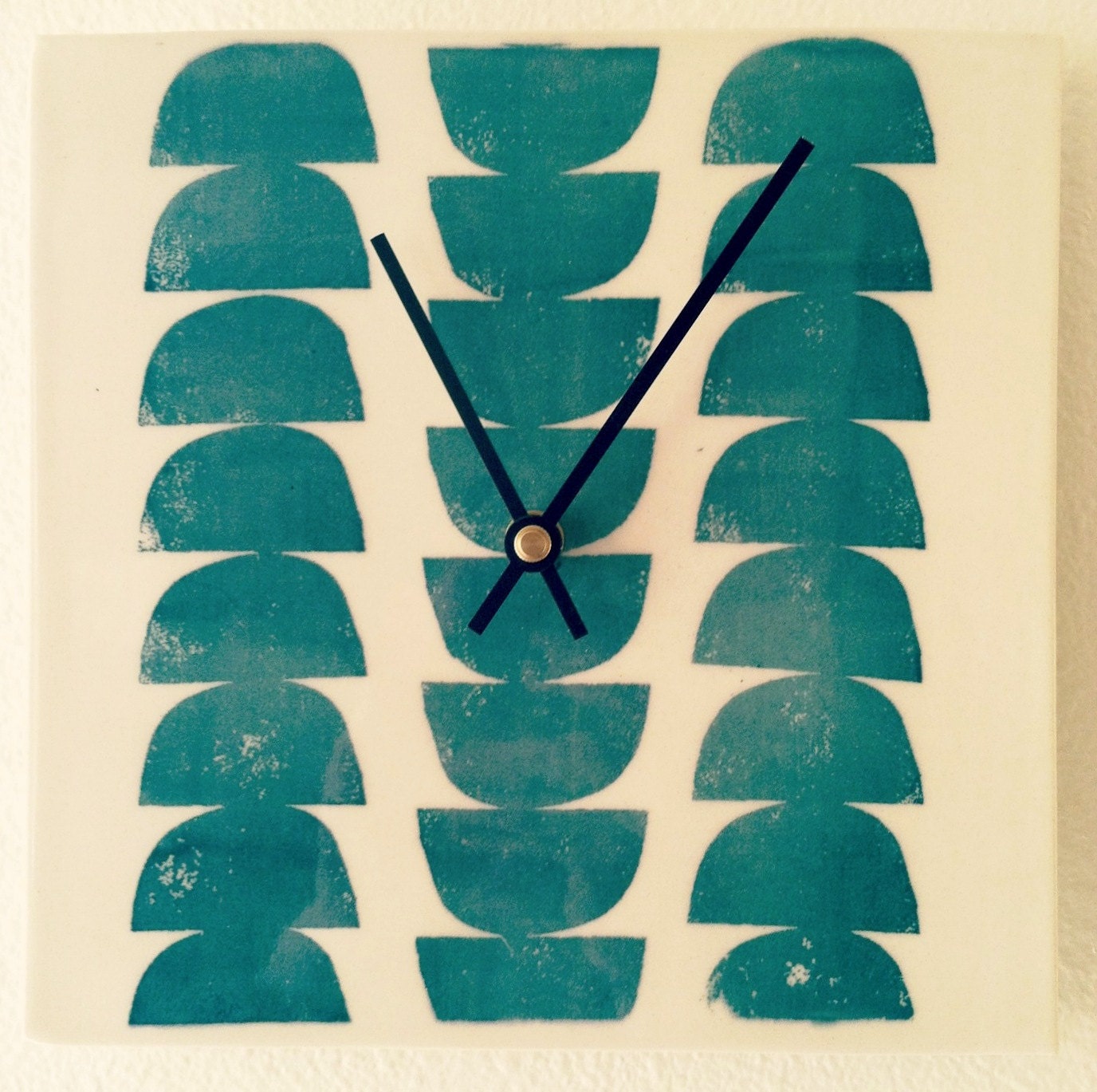 clock porcelain 8" x 8" blue scallops.  MADE TO ORDER