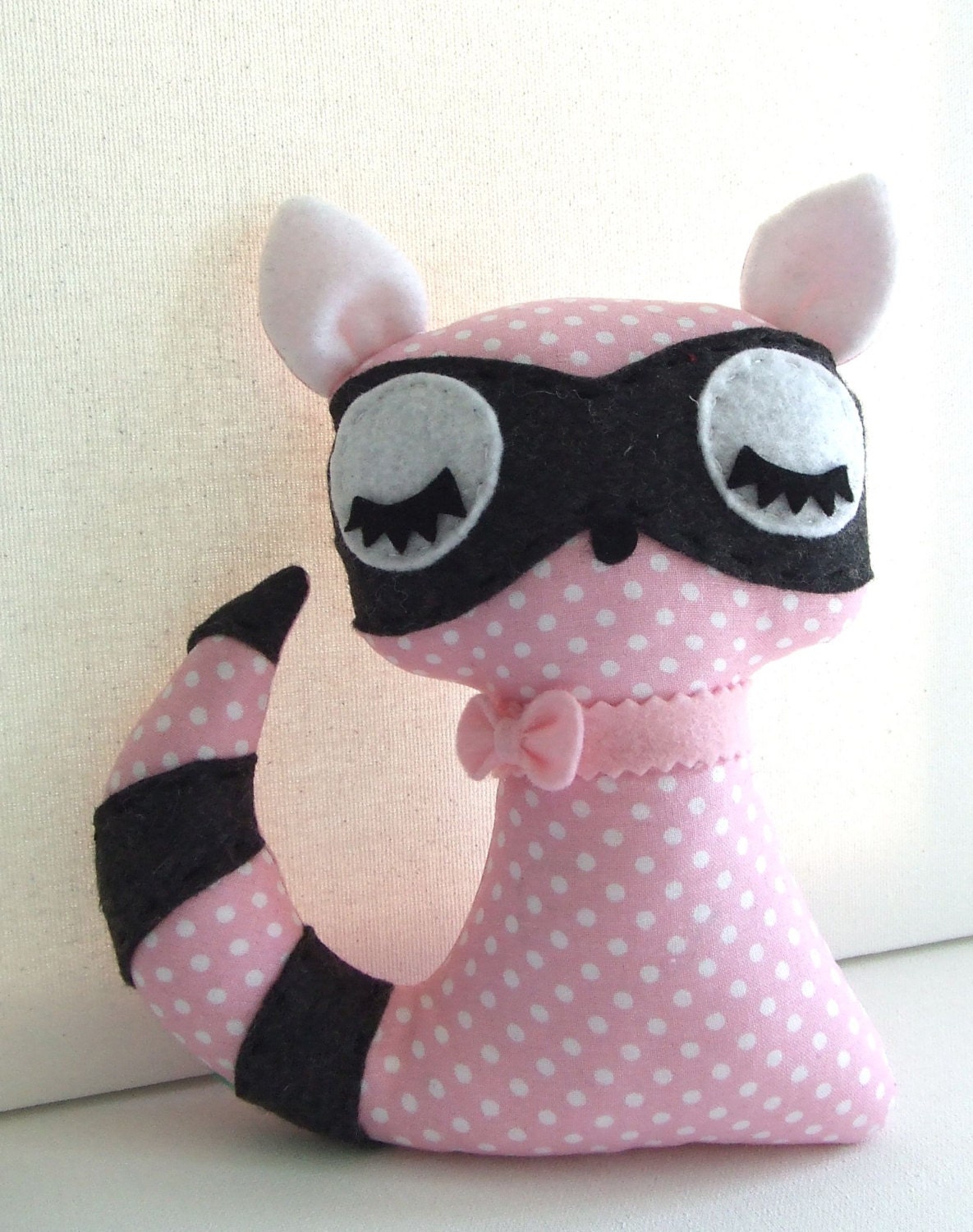 Sleepy Raccoon- Pink Dots