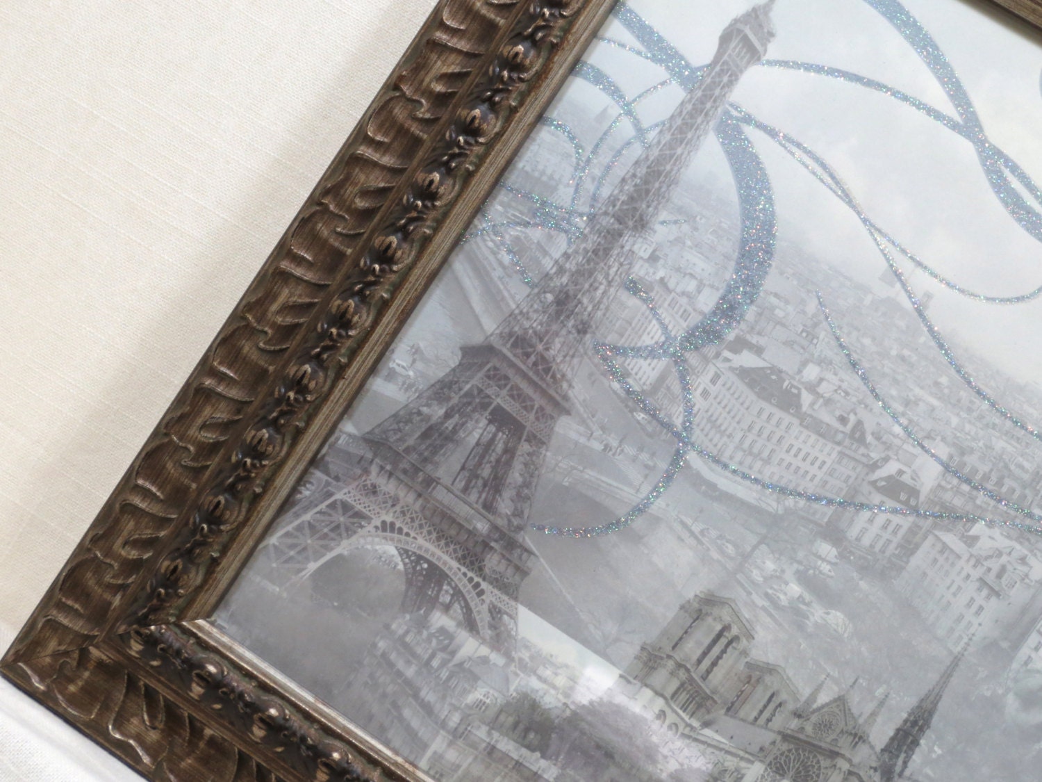 Wall Decor-Magnetic Memo Board-Magnet Board-Dry Erase Bulletin Board-Framed Bulletin Board-Paris Highlights Design-includes magnets