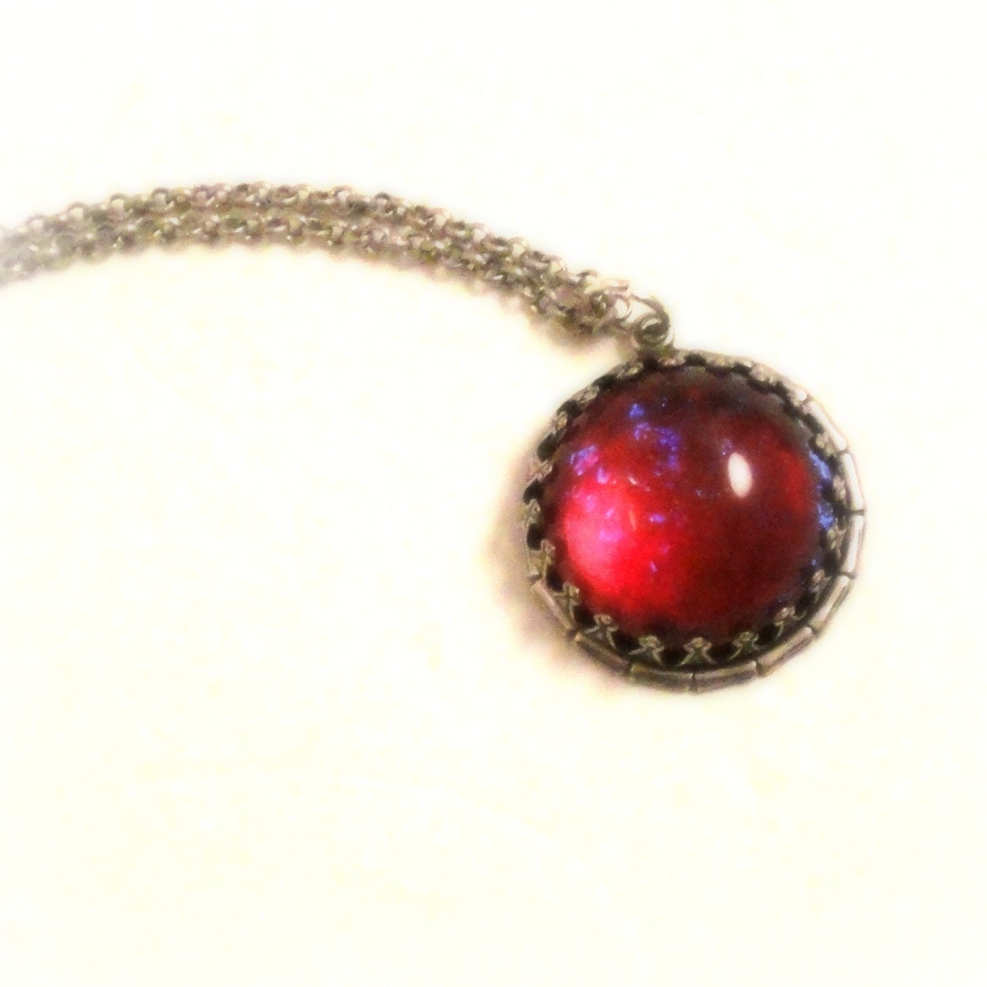 Dragons Breath Necklace Fire Opal Pendant Necklace Fantasy Jewelry Round Necklace